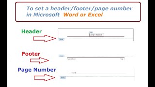 How to set a header or footer or page number in Microsoft Word or Excel [upl. by Eilema]