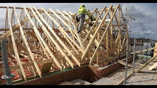 Site Joinery  Installing Valley Trusses And Fascia On A 4 Bed House [upl. by Prinz299]