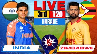 🔴 Live INDIA vs ZIMBABWE 3rd T20  IND vs ZIM Live cricket match Today  Live Score amp Commentary [upl. by Leodora]