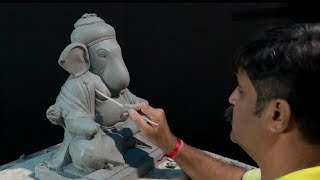 Dagadusheth halwai Ganesh idol making Pune 2023 god sculpture making in shadu clay [upl. by Risay]