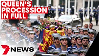 The Queens Funeral Procession to Westminster Abbey IN FULL  7NEWS [upl. by Ecnedurp]