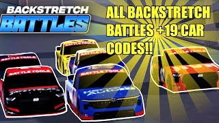 ALL BACKSTRETCH BATTLES 19 CAR CODES Roblox [upl. by Roux]