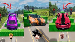 Anime Characters Cars Vs 100 Containers 5 😱 BeamNGDrive  The Real Granny [upl. by Oramug800]