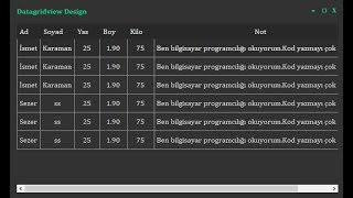 C Datagridview in Tasarımını Düzenleme [upl. by Pliner]