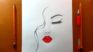 disegni facile  Disegno del viso di ragazza molto facile per principianti  How to draw a girl [upl. by Candie]