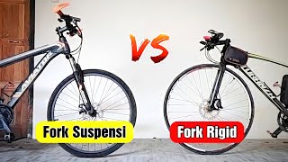 Fork Suspensi vs Fork Rigid Untuk Sepeda Hybrid fork rigid paling cocok [upl. by Won714]