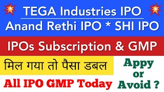 TEGA INDUSTRIES IPO • ANAND RATHI IPO SUBSCRIPTION GMP • STAR HEALTH • STOCK MARKET INDIA [upl. by Erich]