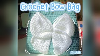 •Crochet Bow Bag🎀 Tutorial For Begineersဖဲပြား အိပ်ထိုးနည်း [upl. by Isaac538]