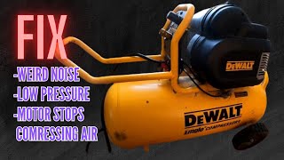 How to Fix DeWalt Oil Free Compressor Not Reaching Full Air Pressure  How To Change Belt [upl. by Macy394]