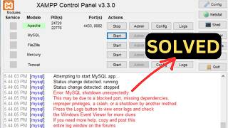 How to Solve Error MySql Shutdown Unexpectedly in Xampp [upl. by Kathlene5]