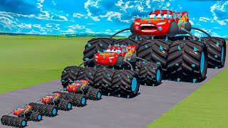 Big amp Small Long Bus Spiked Lightning McQueen Thorns vs Car Crasher Ships  BeamNGdrive [upl. by Stambaugh739]