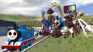 Building a Thomas Train Chased By New Cursed Thomas an New Monster Friends In Garrys Mod [upl. by Ahseekan]