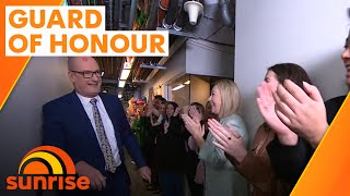 Channel 7 staff form guard of honour to farewell David Koch  Sunrise [upl. by Haraz]