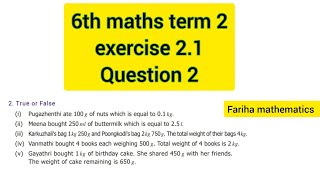 6th maths term 2 exercise 21 question 2 true or false samaseerkalvi farihamathematics [upl. by Naasar]