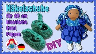 DIY  Häkelschuhe für 25 cm Puppen Klassischer Sami Schnitt • Sami Doll Tutorials [upl. by Niko]