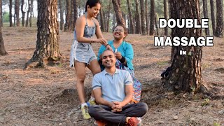 Double Head Massage From Aishwarya and Monalisa  ASMR Bald Head Massage In Dwara [upl. by Home]