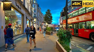 Central London Sunset Walk  Relaxing Evening Walk through West End 4K HDR [upl. by Nylirehc]