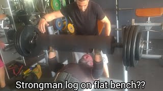 Max effort bench with the strongman log [upl. by Yenobe]