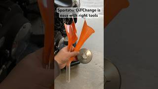 Sportster oil change is lot easier with special tools [upl. by Ahsiruam873]