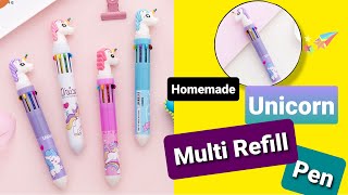 DIY Unicorn Multi Refill Pen  How to make Multi Color Pen at home  DIY 5 in 1 Pen  Multi Ink Pen [upl. by Milstone121]