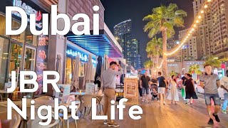 Dubai 4K Night Life JBR  Jumeirah Beach Residence  Night Walking Tour 🇦🇪 [upl. by Jacynth]