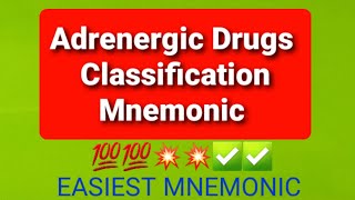 Adrenergic Drugs Classifications with Mnemonic Easy Trick [upl. by Enirehtak]