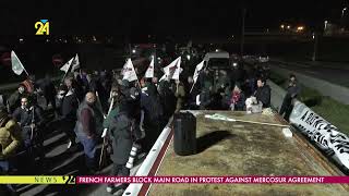 French Farmers Block Main Road In Protest Against Mercosur Agreement [upl. by Ardnekan]