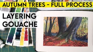 Dappled Light in the Autumn Forest ✶ Gouache Study Session 2 LIVE STREAM REPLAY [upl. by Auoy]