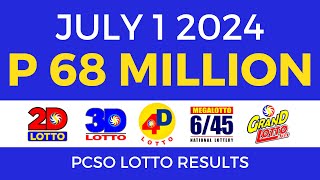 Lotto Result Today 9pm July 1 2024  PCSO Complete [upl. by Ihel]