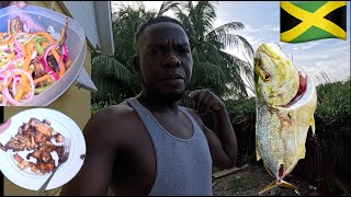 Jamaican style Escovitch fish and fry dumplings 🇯🇲 jamaica [upl. by Salena]