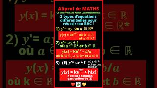 😎 3 types d’equations différentielles pour réussir ton BAC  À connaître absolument [upl. by Dina]