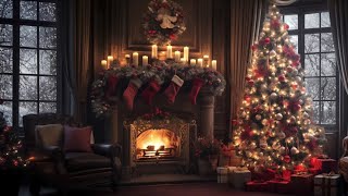 Slow Christmas Jazz with Cozy Fireplace amp Snow  2 Hours of Music [upl. by Clothilde205]