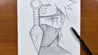 Naruto art  How to draw kakashi stepbystep [upl. by Cly758]