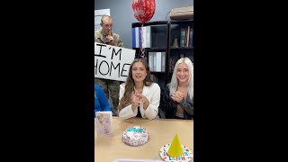 Soldier returns home to surprise wife at work on her birthday 🥹 [upl. by Eniamraj]