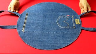 DIY원을 활용하여 quot귀여운 토트백quot 쉽고 빠르게 만드는 방법cute quothalf moon tote bagquot with a circlemade of old jeans [upl. by Musetta687]