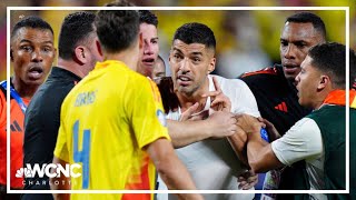 Uruguay players enter stands as fans fight after Copa America loss to Colombia [upl. by Stoller]