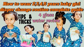 How to wear a diaper2345 years old baby girl\ tipsamp tricks \ 4glass water review Mirhaoman20 [upl. by Masry372]