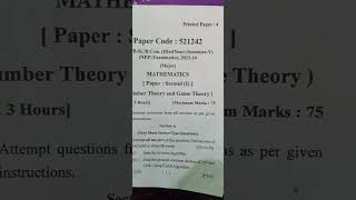 Number theory and game theory paper 202324  BSc 5th sem [upl. by Oijres]