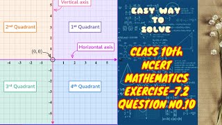 SOLUTION of Class 10th Mathematics NCERT  COORDINATE GEOMETRY Exercise 72 Question no10 [upl. by Dion]