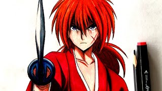 How To Draw Kenshin Himura  Rurouni Kenshin  Step By Step  anime drawing draw [upl. by Trescha]