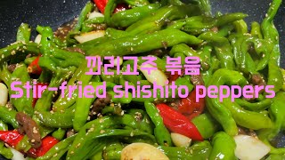 꽈리고추 볶음 shishito pepper koreanfood [upl. by Naegem]