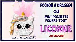 Comment faire un pochon bonbonnière baptême a dragées pochette licorne au crochet tuto pas à pas [upl. by Nagrom354]