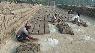 Making Bricks from Soil by Outmoded System Step By Step Process [upl. by Aihsatsan]