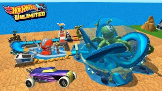 BLUE RIPD ROD CAR RACE IN ROBO OCTOPUS TRACK  ATLANTIS THEME  HOT WHEELS UNLIMITED  MOBIL GAME [upl. by Eenej]