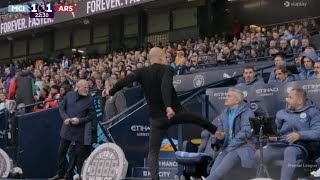 Pep Guardiola Reaction after Riccardo Calafiori Goal ManchesterCity of Arsenal 12 Highlights [upl. by Selwyn]