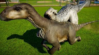 2 Indominus Rex Destroy Herd of 10 Iguanodon amp 2 T Rex Fight  Jurassic World Evolution [upl. by Asilana]