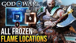 God of War Ragnarok  How To Fully Upgrade Leviathan Axe To Level 9  All Frozen Flame Locations [upl. by Ahtelat986]