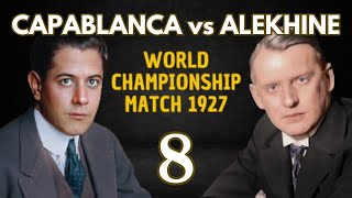 Alekhine vs Capablanca  World Championship Match 1927  Round 8 [upl. by Drannek936]