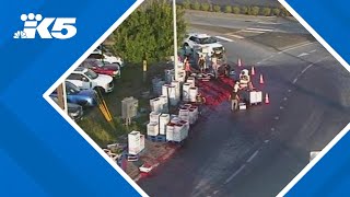 Thousands of raspberries spill off truck onto Whatcom County road [upl. by Nihcas]