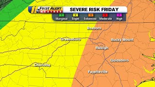 NC weather Raleigh Durham under enhanced risk for severe weather on Friday [upl. by Bonni]